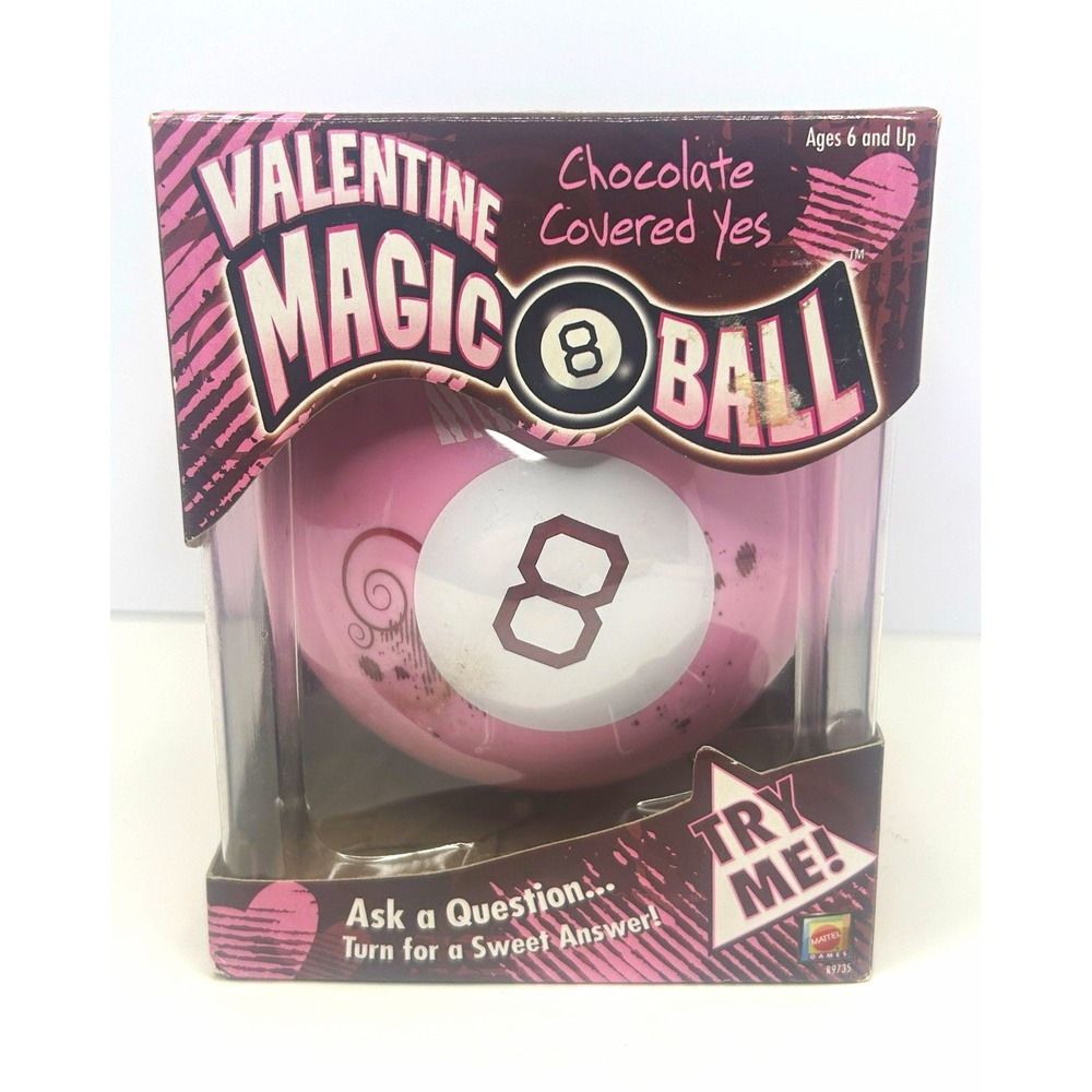 Mattel Valentine Magic 8 Ball Pink Chocolate Covered Yes Novelty Toy R9735 Boxed